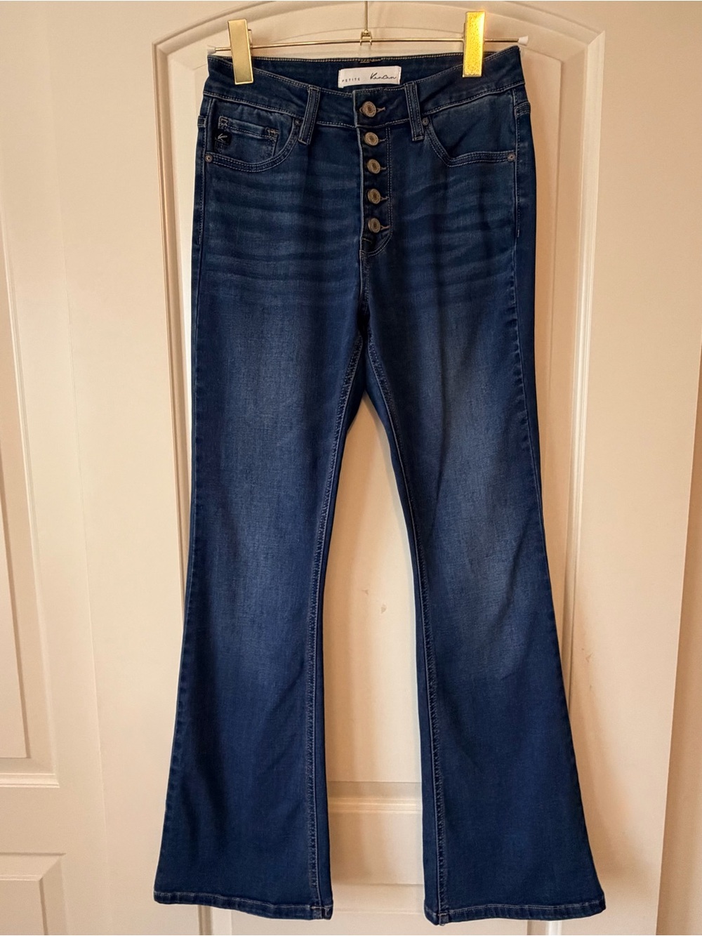 KanCan Dark Blue High-Rise Flare Jeans with Button Fly